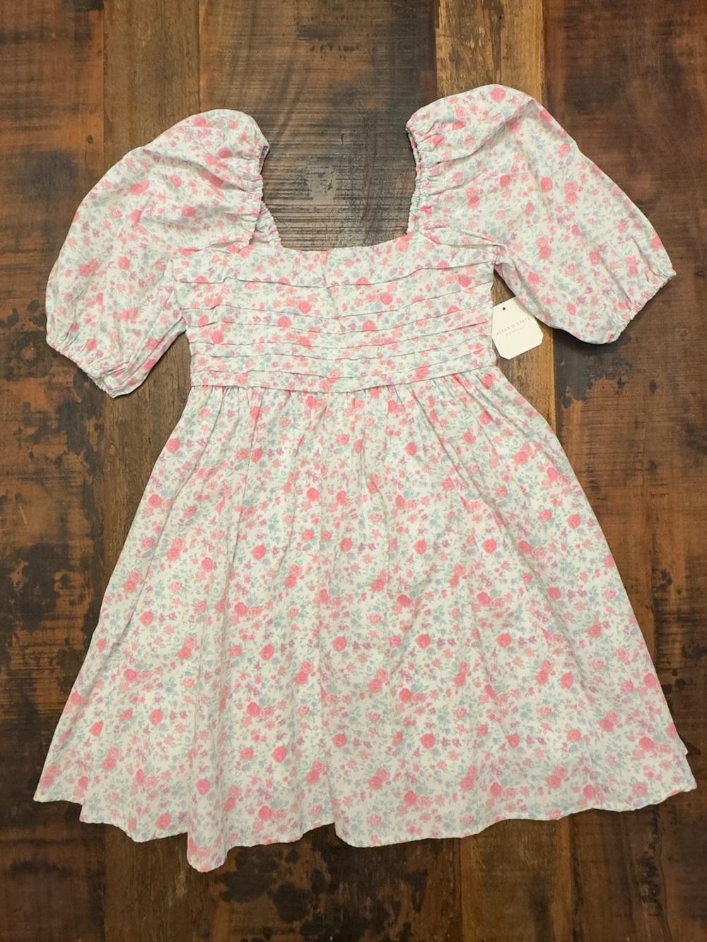 Altar’d State Pink Floral Puff-Sleeve Dress XS NWT